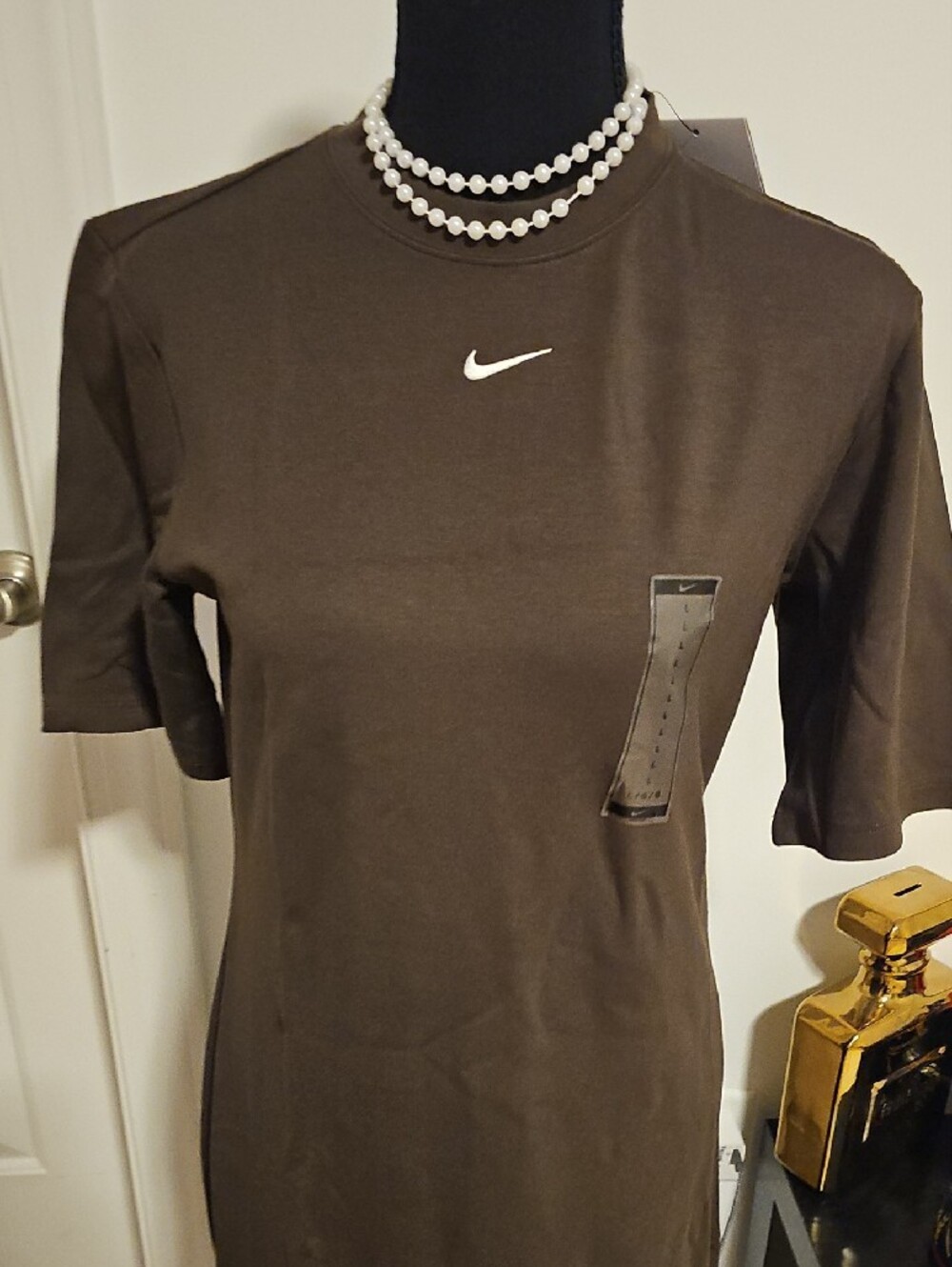 Nike Women's Dark Brown Midi Swoosh Dress - Picture 2 of 7